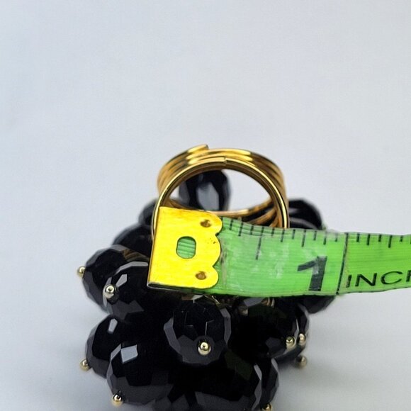 Swaroski Crystal Ring Flamboyant Unique Black Crystal Bicone Beaded Cluster Ring - Picture 11 of 14